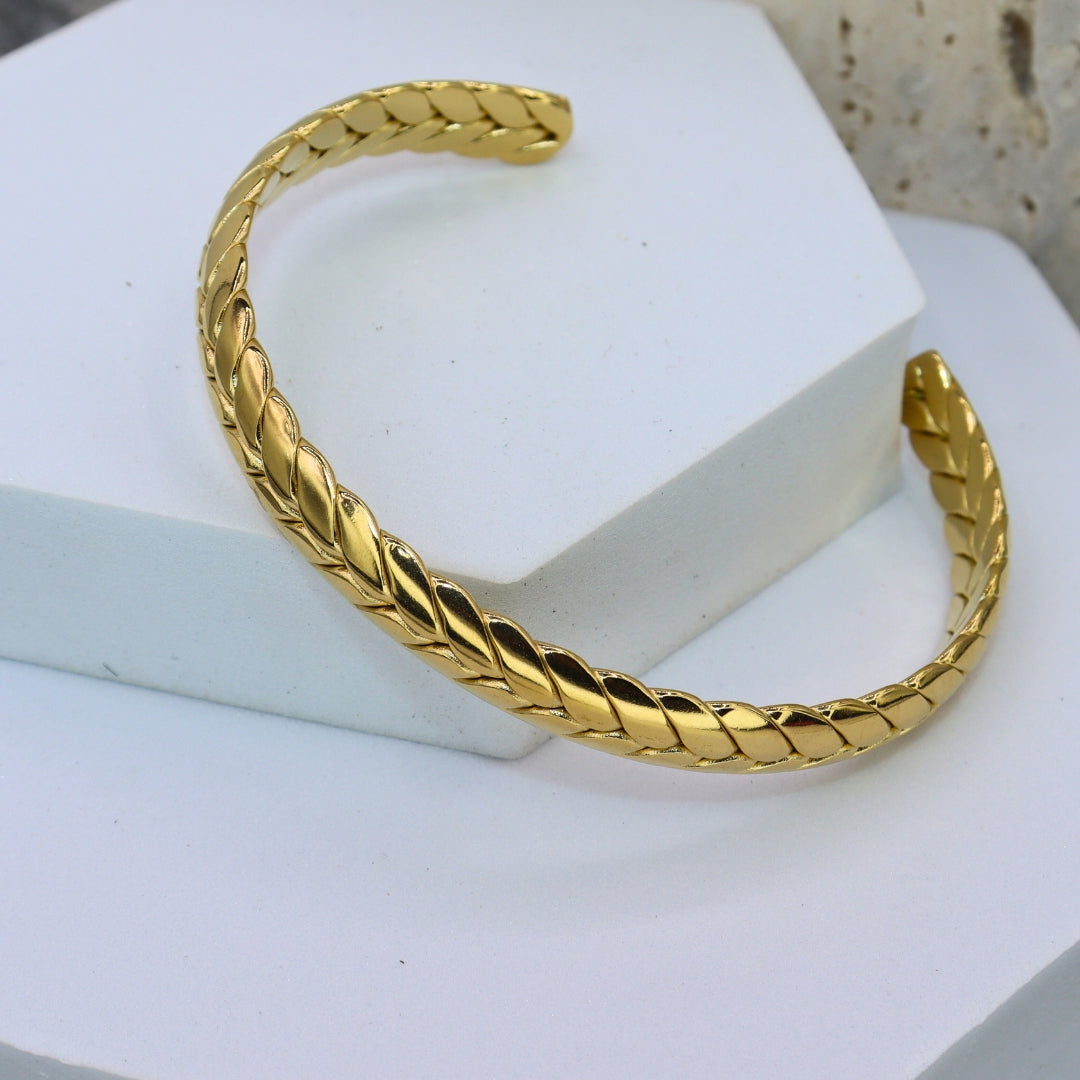 Gold Braid Cuff Bracelet - Adorn-iq