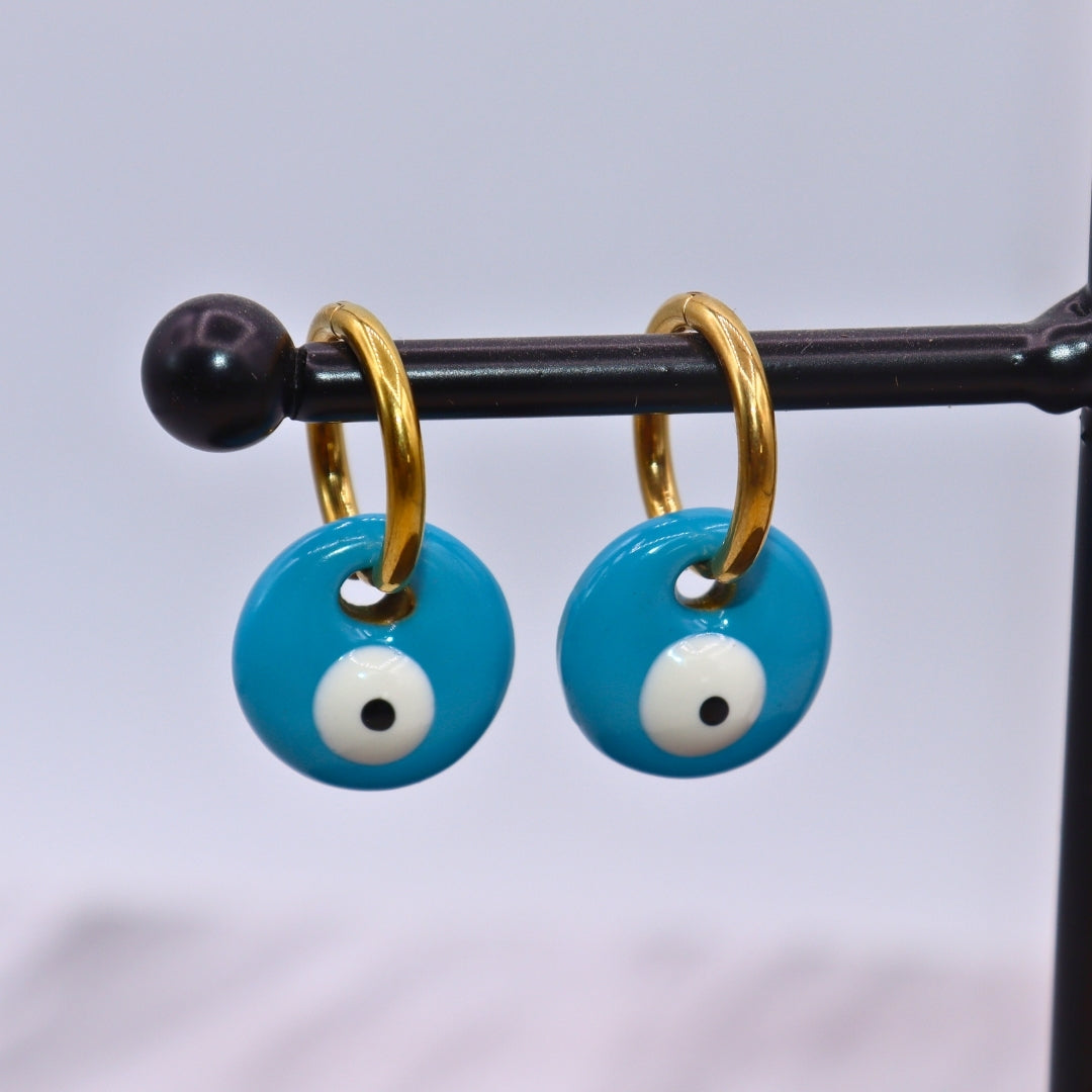 Googlie Evil Eye Bali Hoops - Adorn-iq