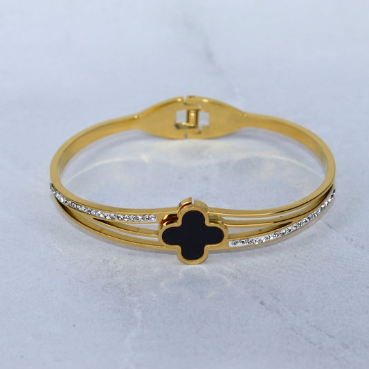 Clover Studded Bangle Bracelet - Adorn-iq