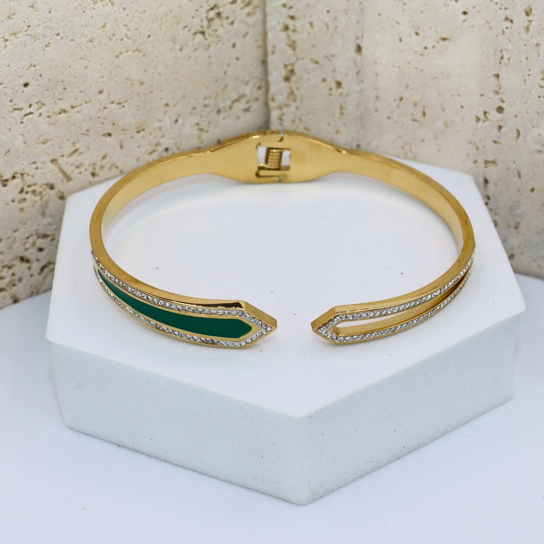 Emerald Green Cuff Bracelet - Adorn-iq