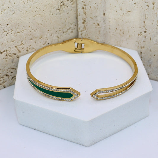 Emerald Green Cuff Bracelet - Adorn-iq