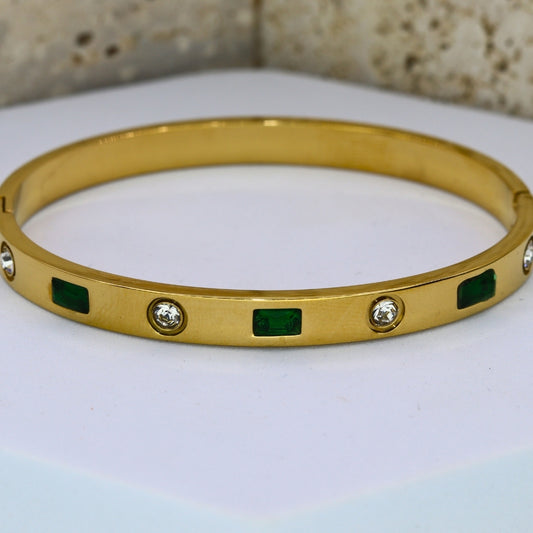 Emerald Stones Bangle Bracelet - Adorn-iq