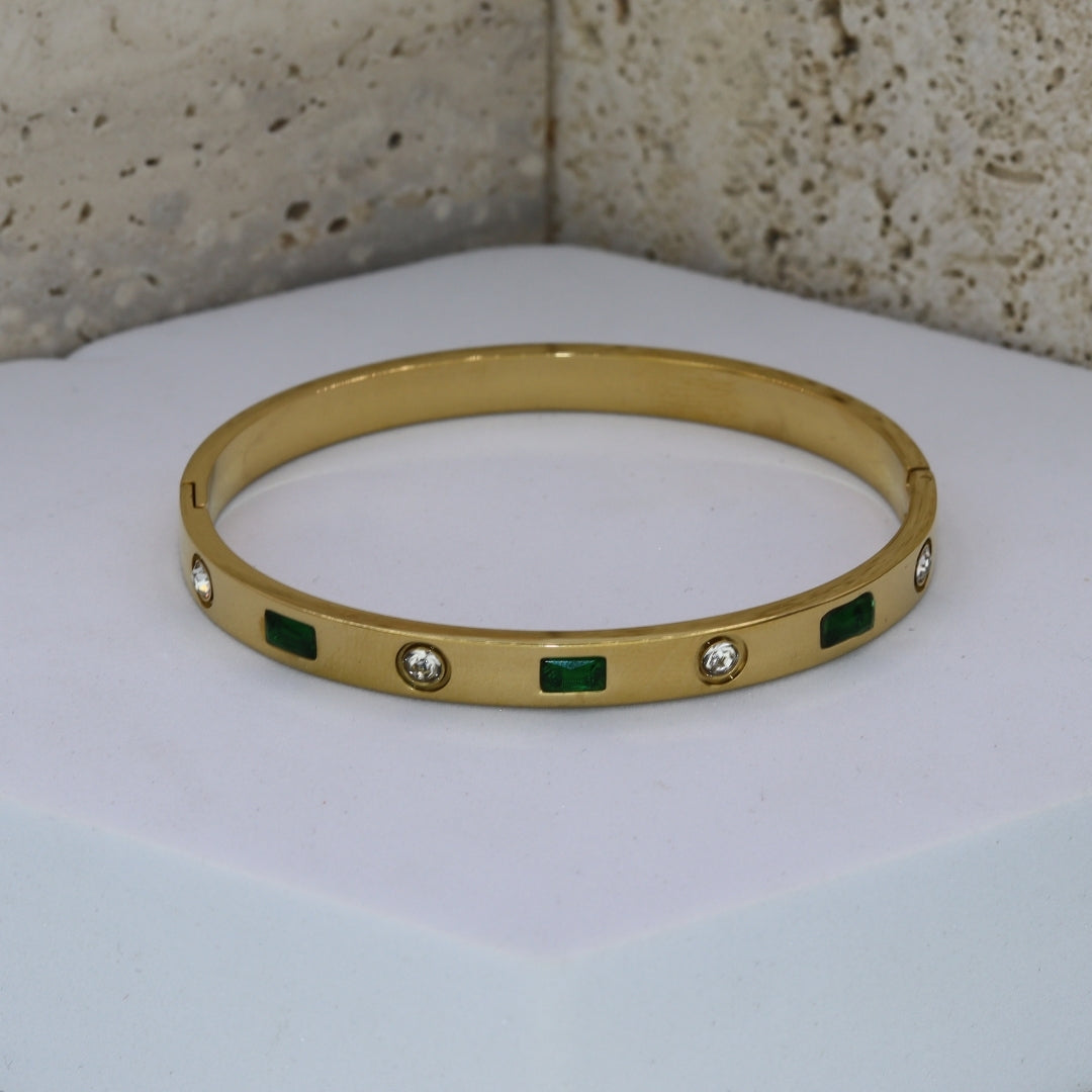 Emerald Stones Bangle Bracelet - Adorn-iq