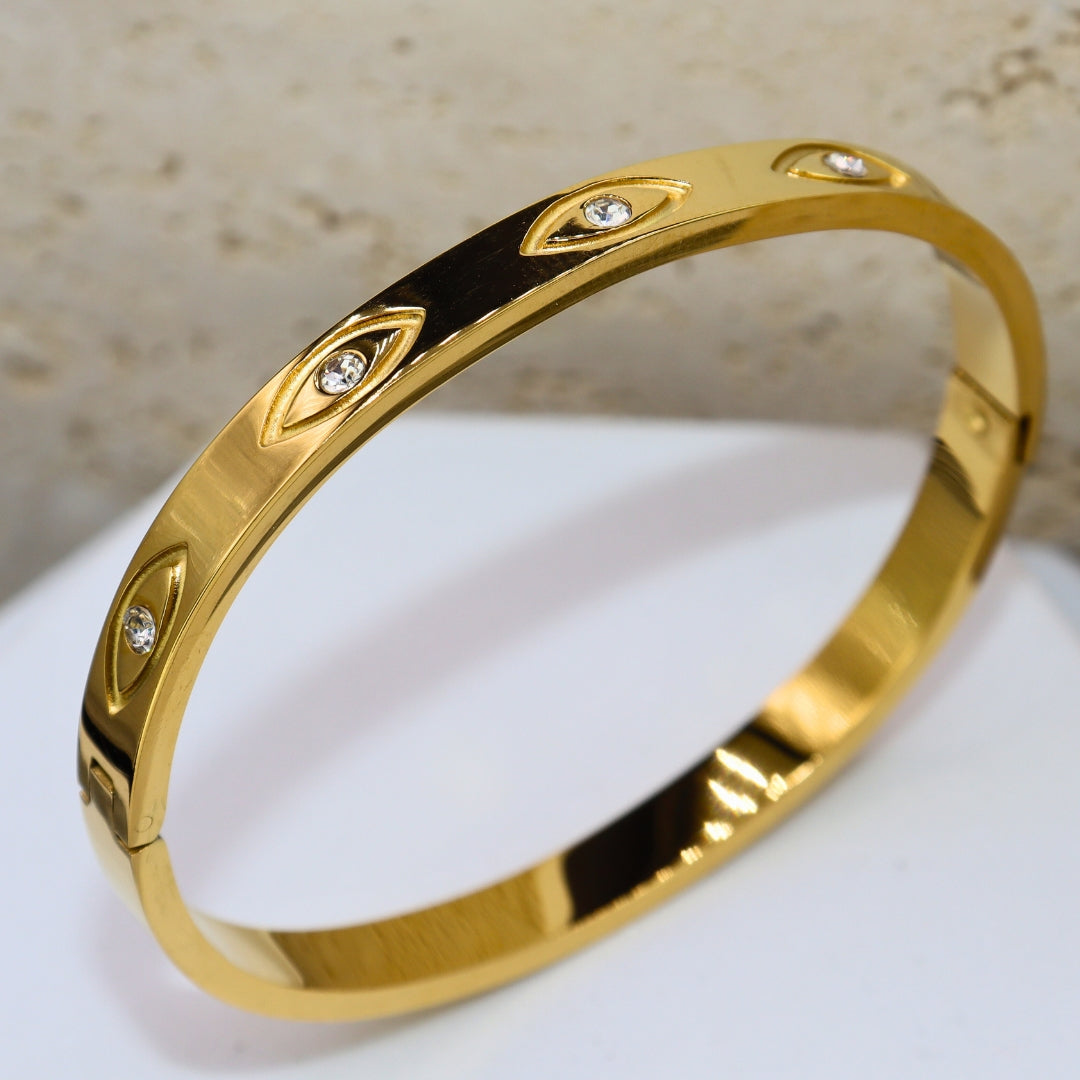 Evil Eye Gold Bangle - Adorn-iq