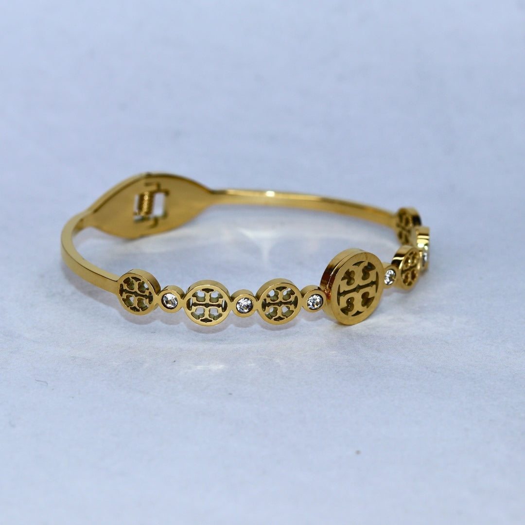 Gold-Tone Pattern Bracelet - Adorn-iq