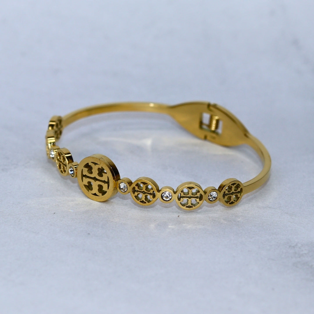 Gold-Tone Pattern Bracelet - Adorn-iq