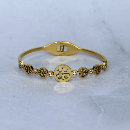 Gold-Tone Pattern Bracelet - Adorn-iq