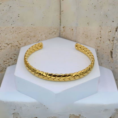 Gold Braid Cuff Bracelet - Adorn-iq