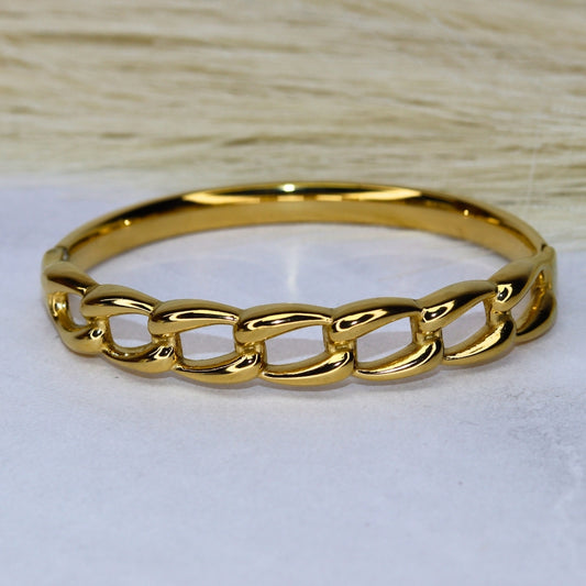 Gold Link Bangle Bracelet - Adorn-iq