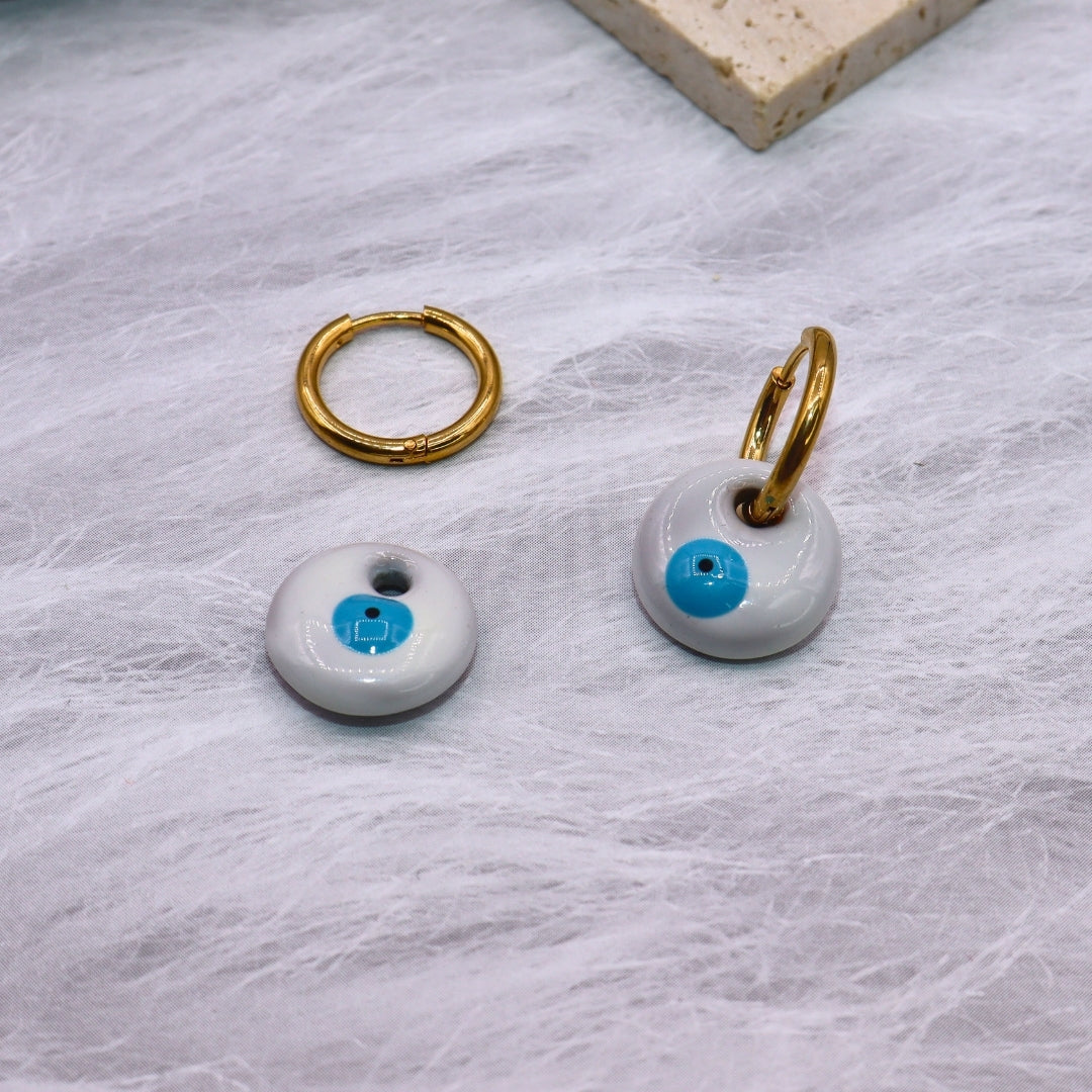 Googlie Evil Eye Bali Hoops - Adorn-iq