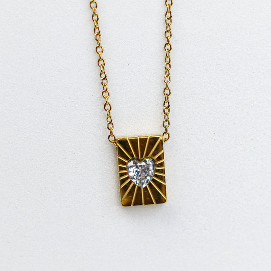 Centre Heart Solitaire Necklace - Adorn-iq