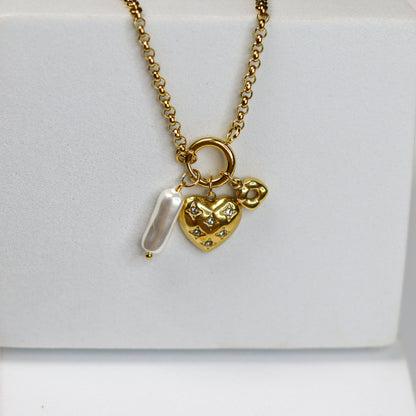 Starry Heart Charm Necklace - Adorn-iq