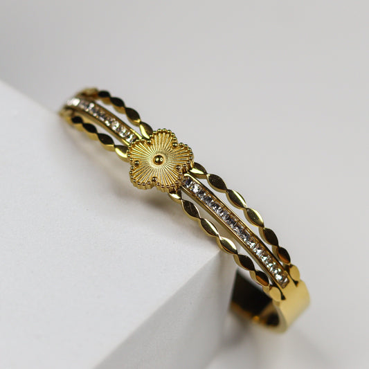 Golden Bloom Bangle Bracelet - Adorn-iq