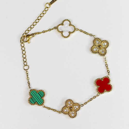 Reversible Multi-Colour Clover Chain Bracelet - Adorn-iq