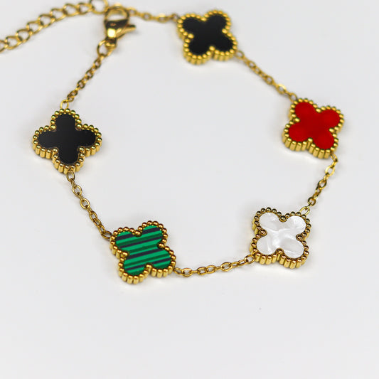 Multi Colour Clover Chain Bracelet