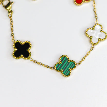 Multi Colour Clover Chain Bracelet