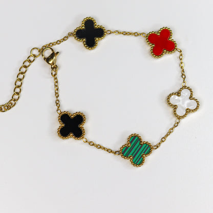 Multi Colour Clover Chain Bracelet