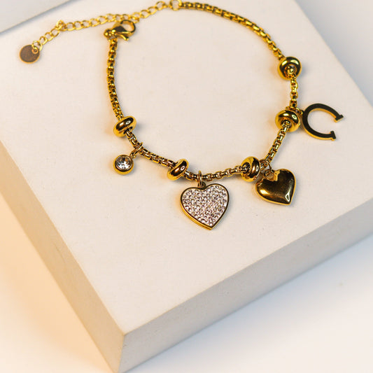 Anchor Heart Charm Bracelet