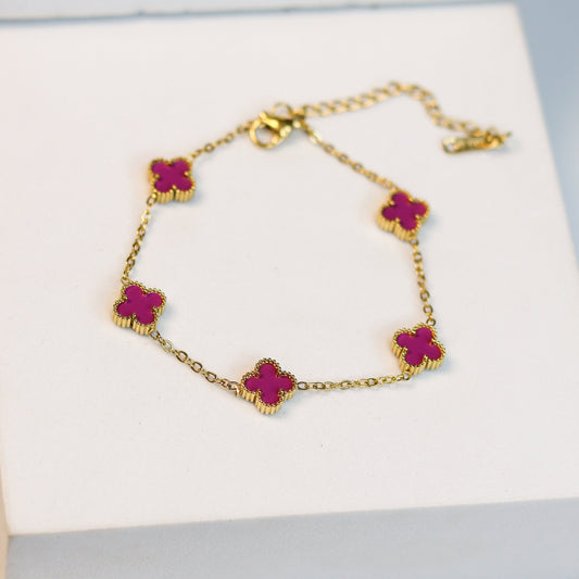 Mini Purple Clover Chain Bracelet