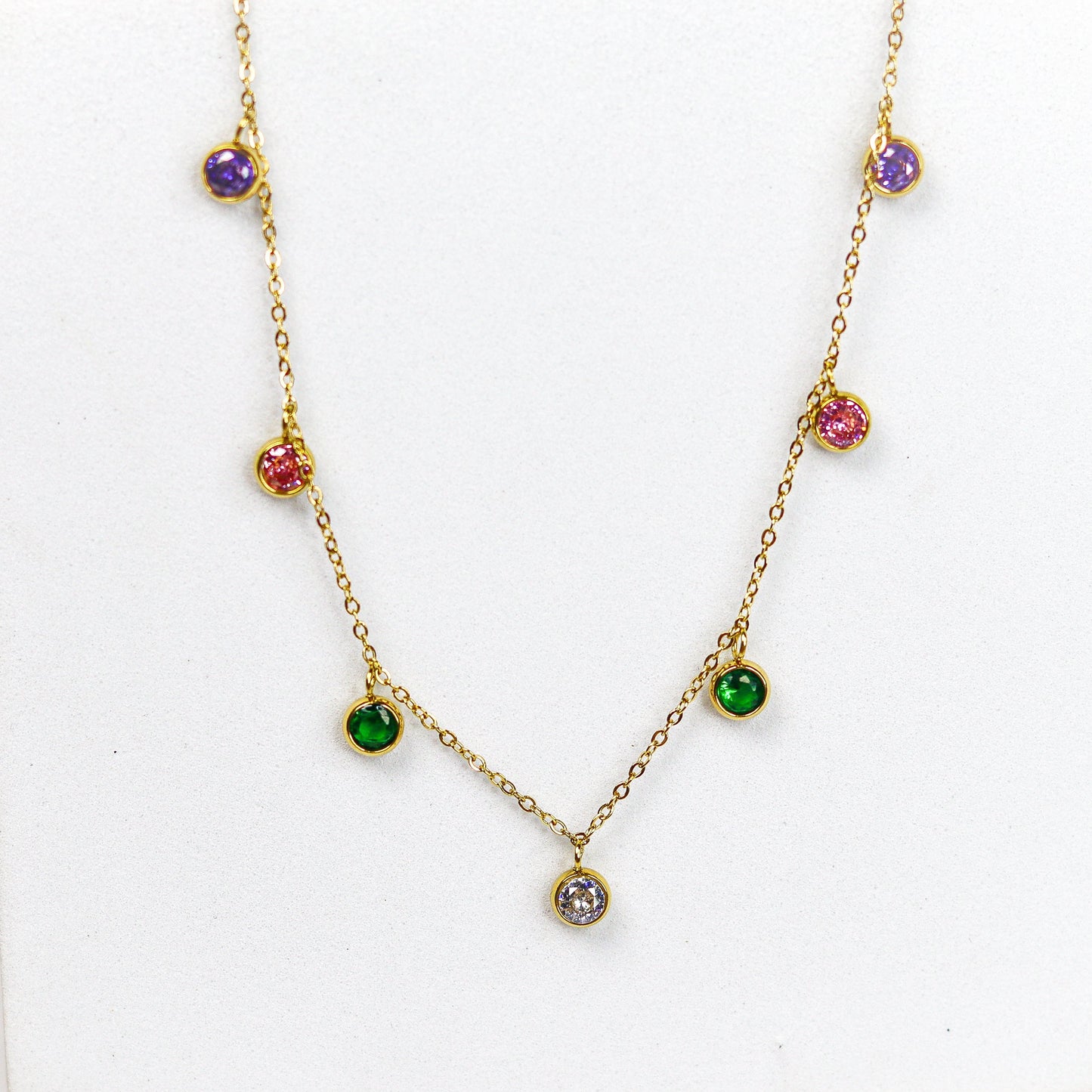 Multi Stone Charm Necklace