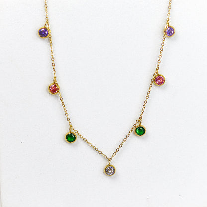 Multi Stone Charm Necklace