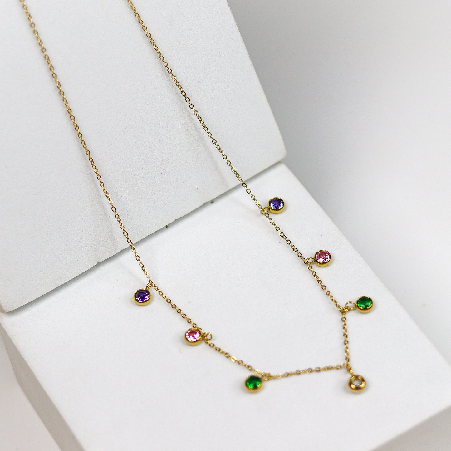 Multi Stone Charm Necklace