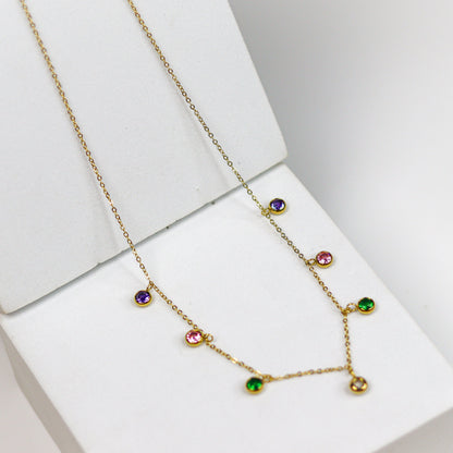 Multi Stone Charm Necklace