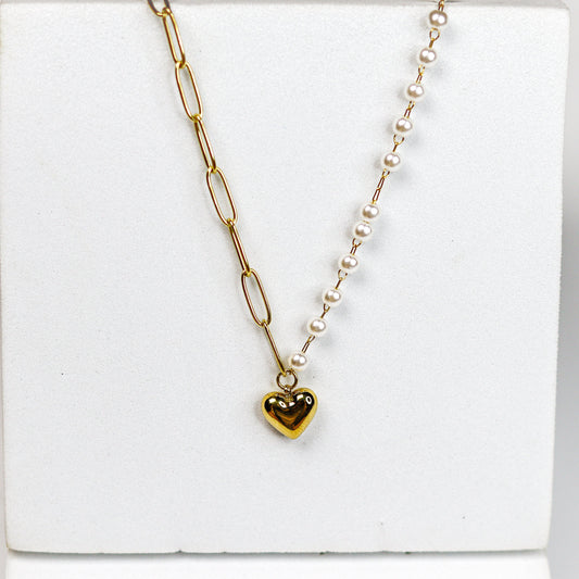 Pearl Chain Heart Necklace