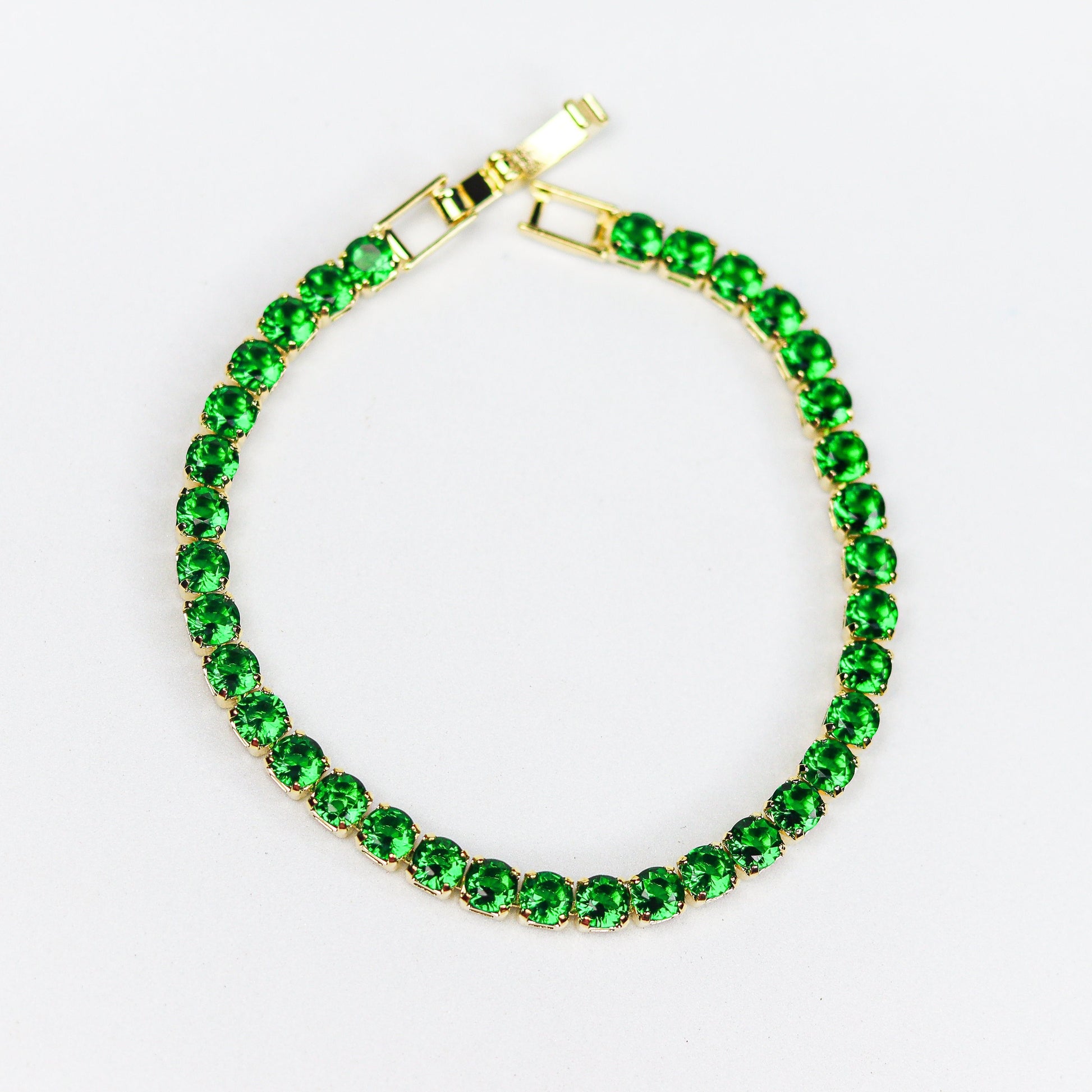 Bracelets Stunning Emerald Tennis Bracelet - 18k Gold Plated