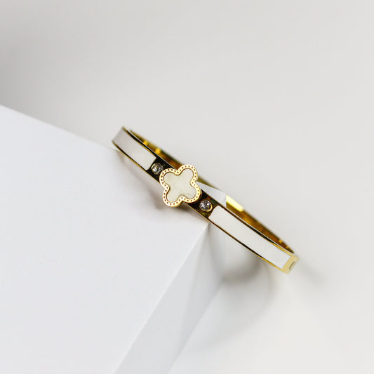 Ivory Clover Bangle Bracelet