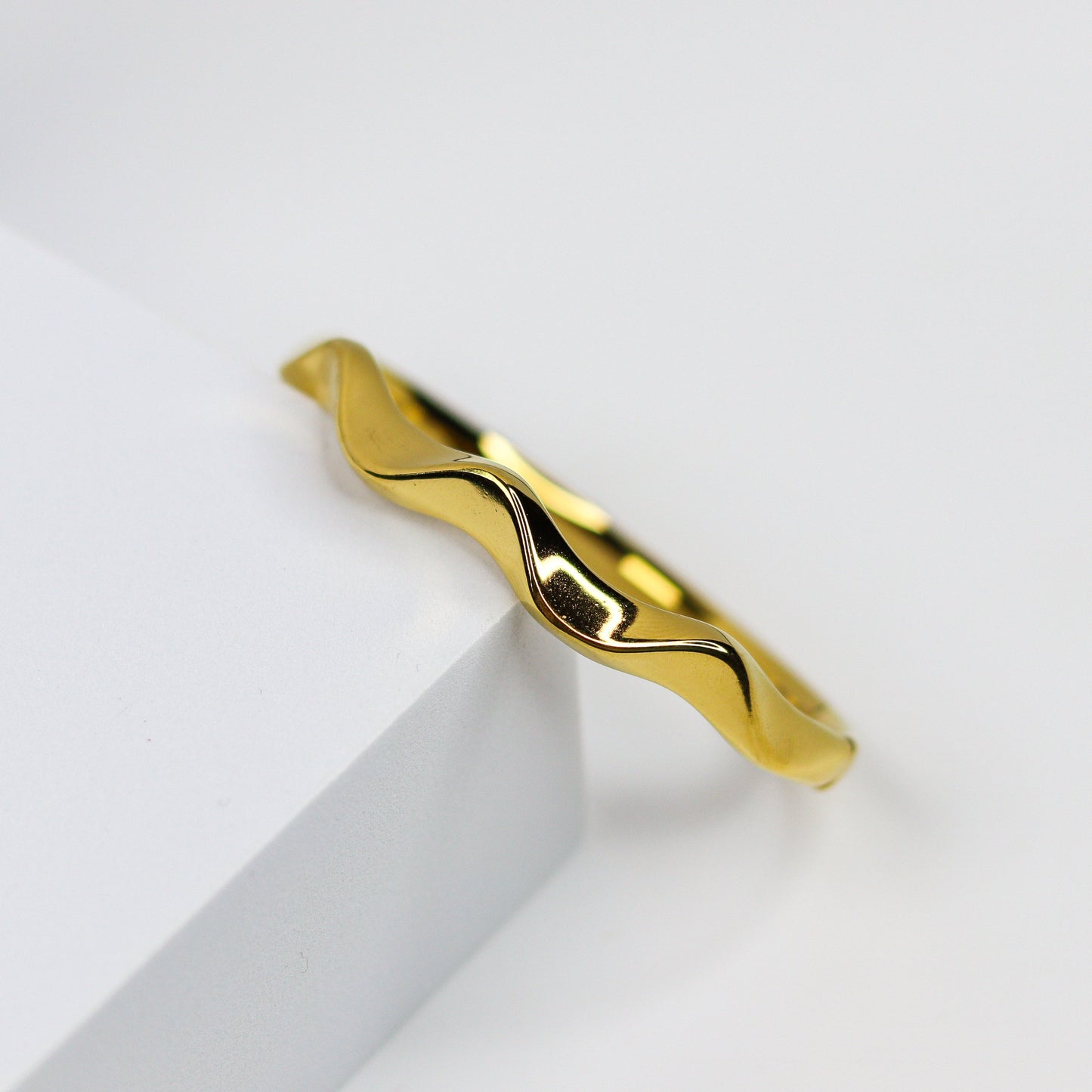 Gold Wave Fusion Bangle Bracelet