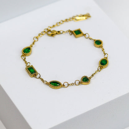 Emerald Gold Chain Bracelet