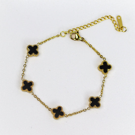 Mini Black Clover Chain Bracelet