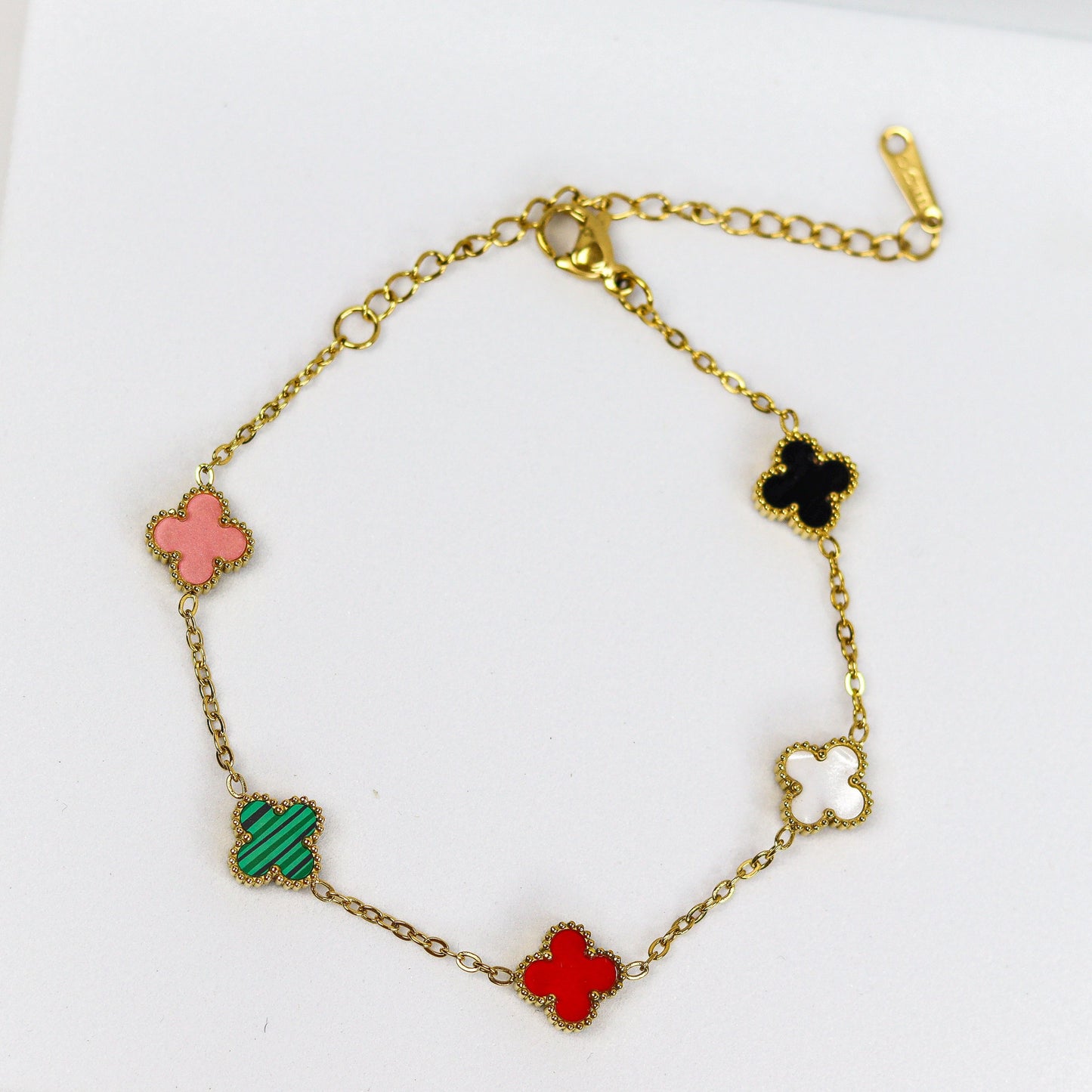 Mini Multi Color Clover Chain Bracelet