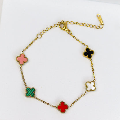 Mini Multi Color Clover Chain Bracelet