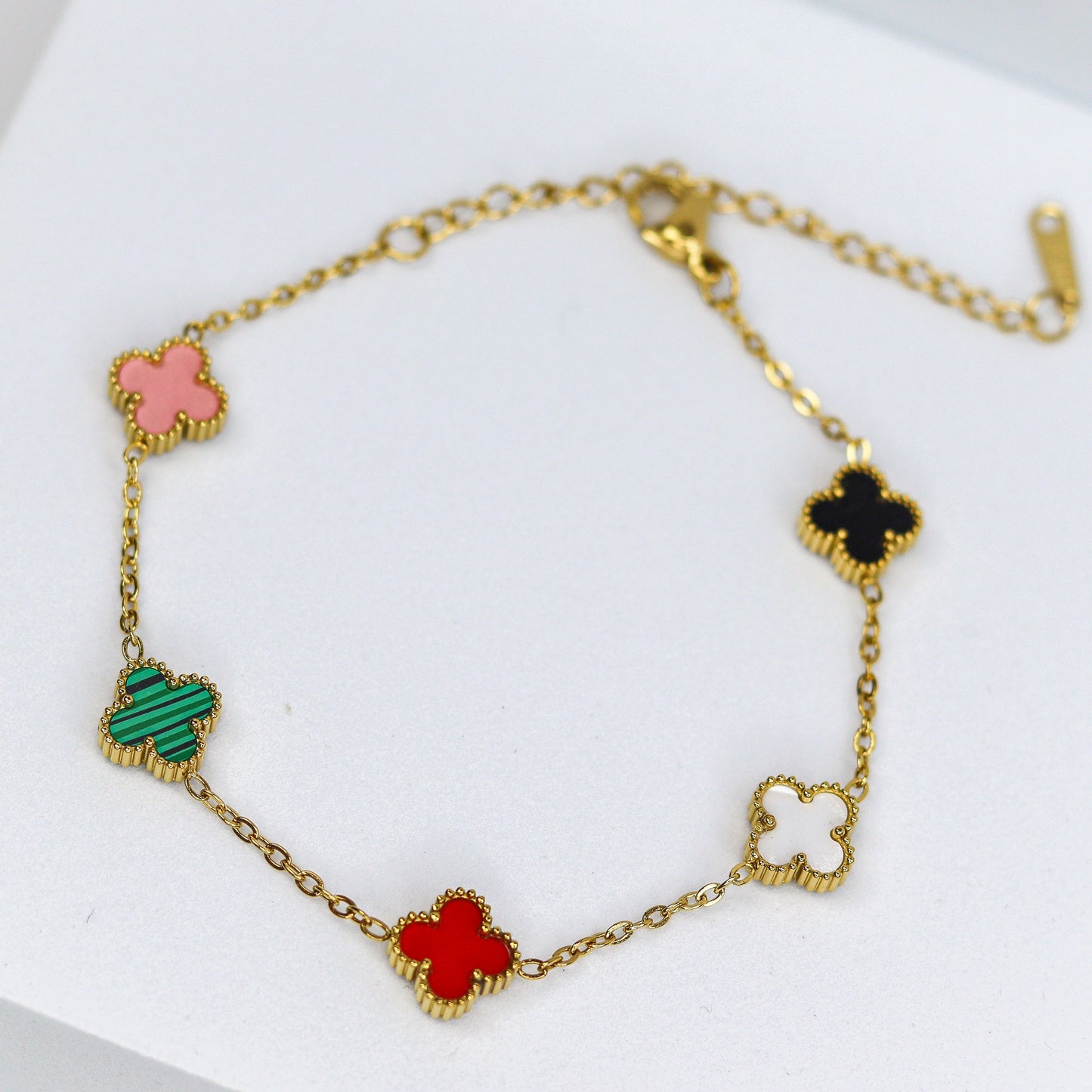 Mini Multi Color Clover Chain Bracelet