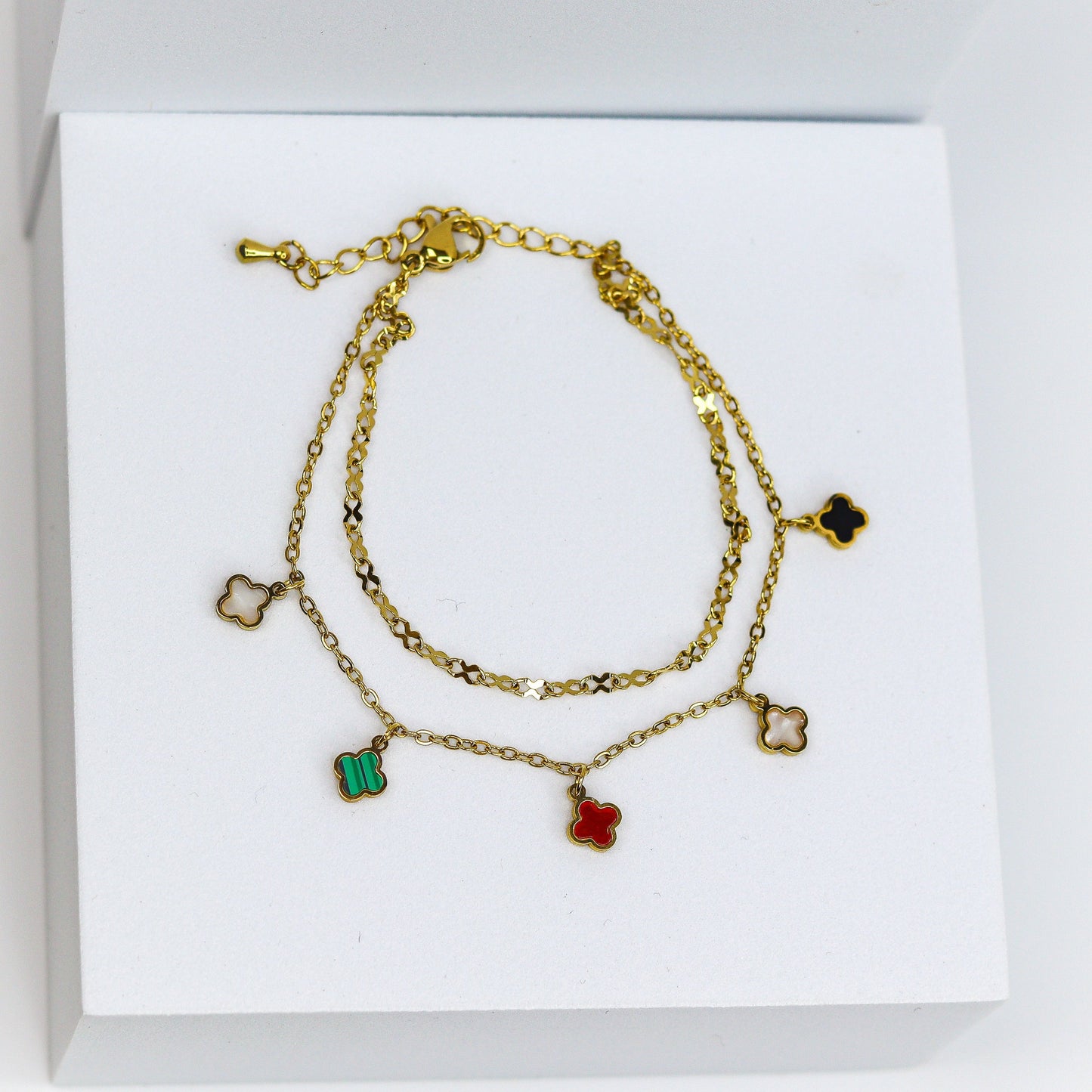 Multi Color Mini Clover Charm Bracelet