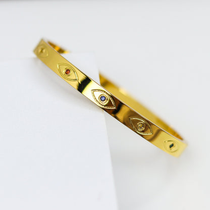 Gemstone Evil Eye Bangle Bracelet