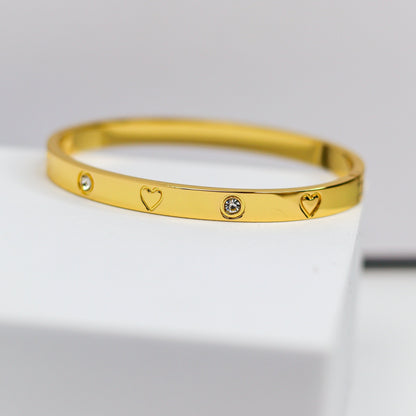 Crystal Heart Bangle Bracelet