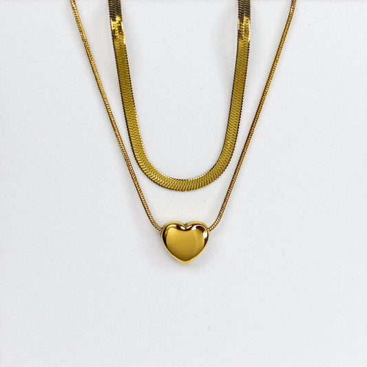 Dual Chain Grace Heart Necklace