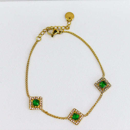 Emerald Diamond Stone Bracelet