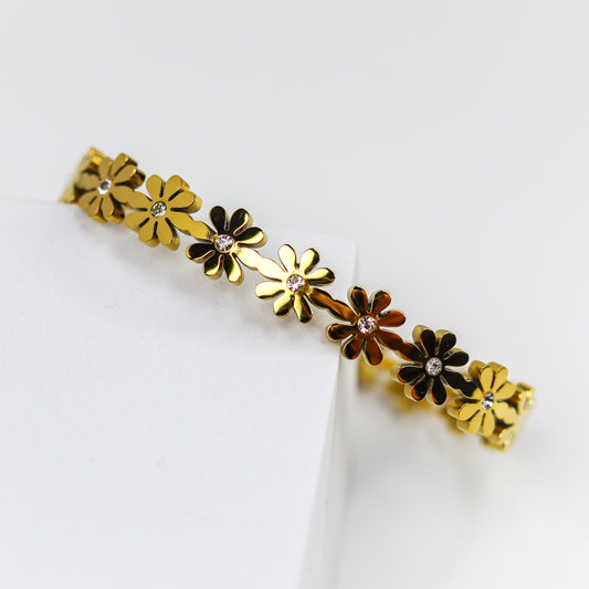 Golden Blossom Bangle Bracelet