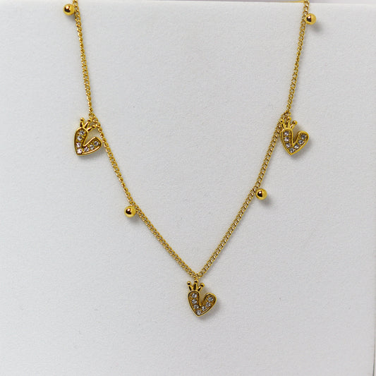 Crown Heart Charm Necklace