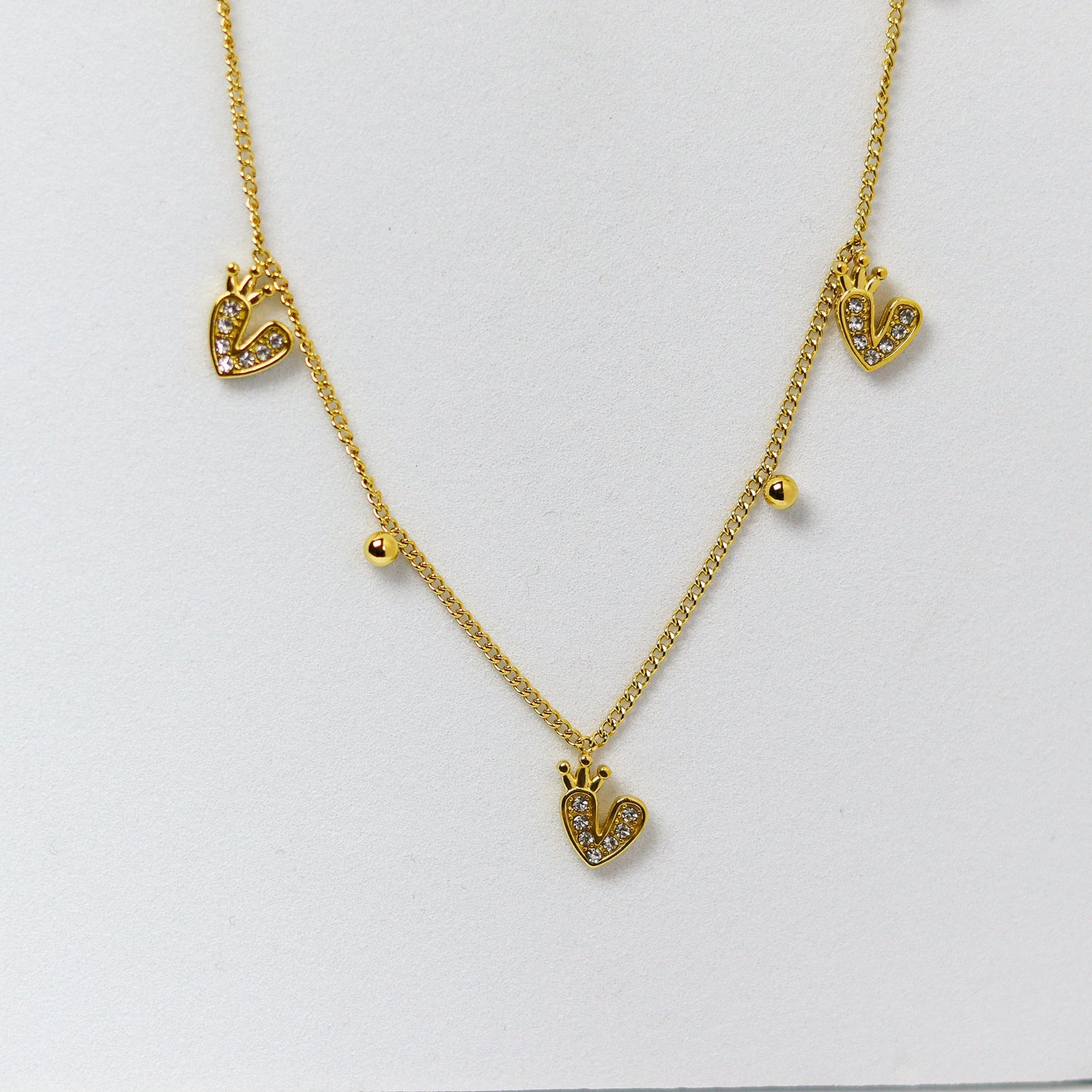 Crown Heart Charm Necklace