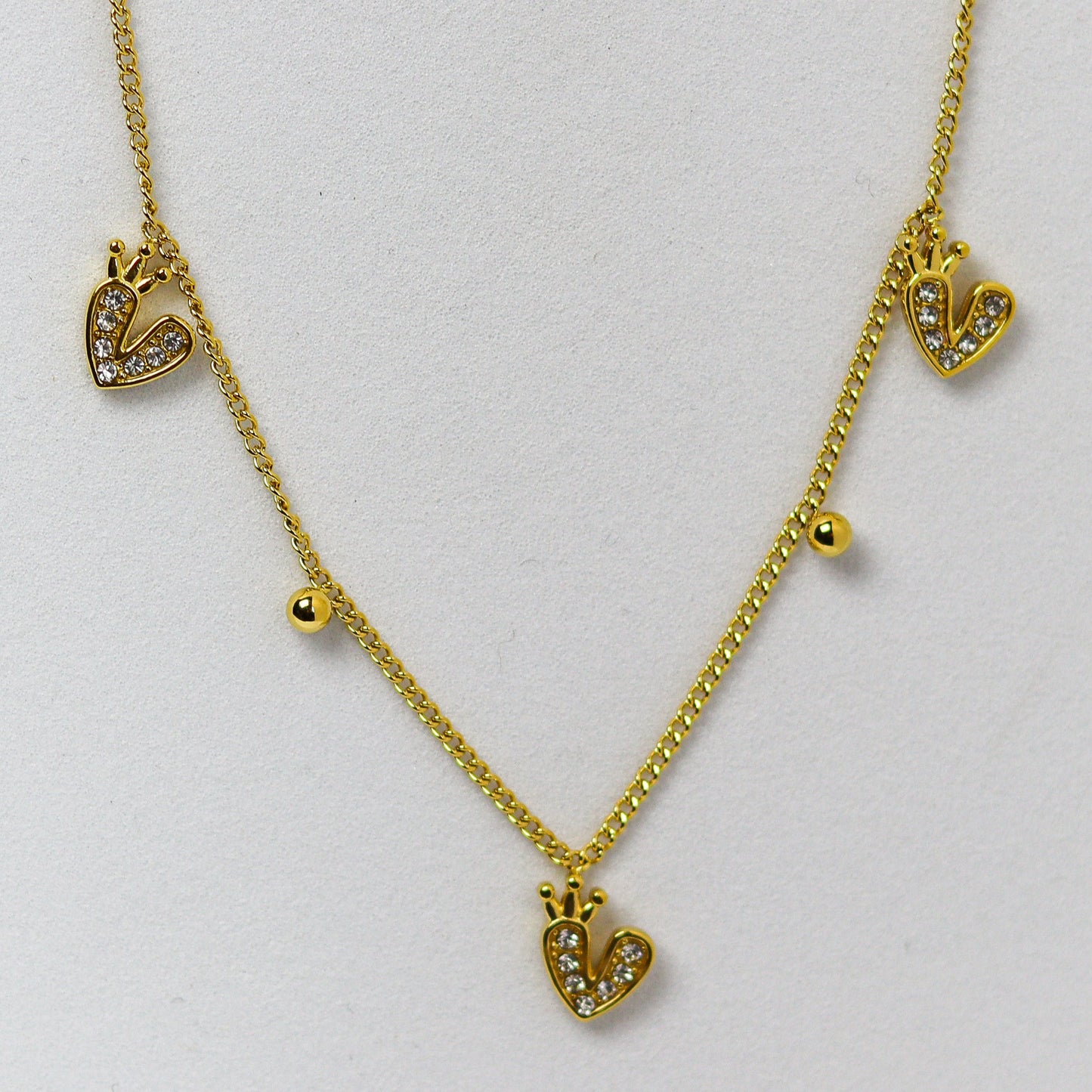 Crown Heart Charm Necklace