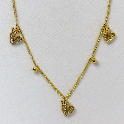 Crown Heart Charm Necklace