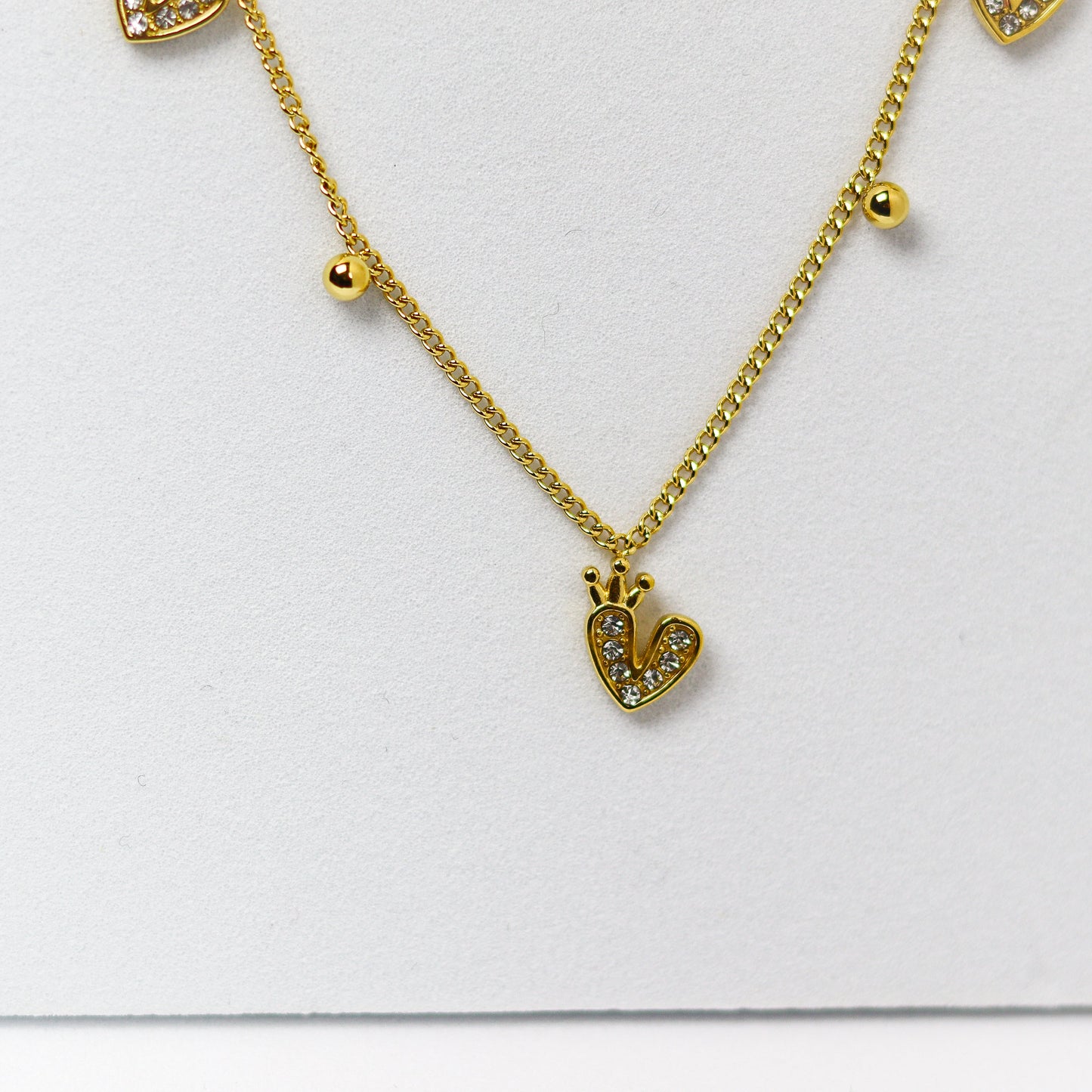 Crown Heart Charm Necklace