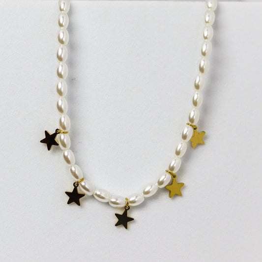 Pearl Chain Star Necklace