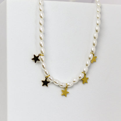 Pearl Chain Star Necklace