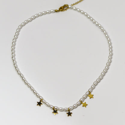 Pearl Chain Star Necklace